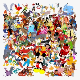 Drawing The Walt Disney Company Character Collage Art - All Disney Characters, HD Png Download, Free Download