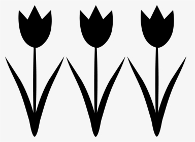Silhouette Clipart Grass - Tulip Clipart Black And White, HD Png Download, Free Download