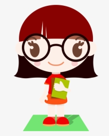 School Nerd Cliparts - Girl With Glasses Clipart, HD Png Download, Free Download
