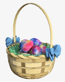 Easter Basket, Eggs, Grass, Basket, Bows, Easter, Bunny - Mandje Paaseieren Png, Transparent Png, Free Download