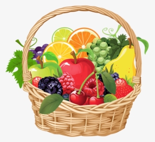 Fruit Basket Png Vector Clipart - Fruits In A Basket Clipart, Transparent Png, Free Download