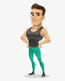 Muscle Gym Instructor Cartoon Vector Character Aka - Cartoon Fitness Png, Transparent Png, Free Download