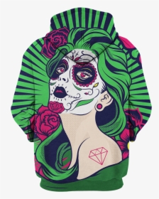 Sugar Skull Girl 3d Hoodie - Impressionist Colour, HD Png Download, Free Download
