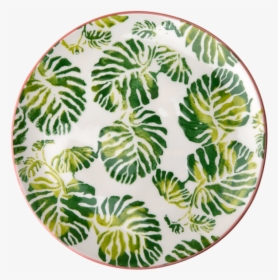 Ceramic Dessert Plate Tropical Leaf Print By Rice Dk - Ceramic, HD Png Download, Free Download