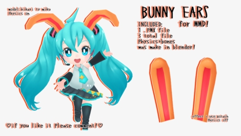 Mmd Dl Floppy Bunny Ears By Kawaii Ⓒ - Mmd Bunny Ears Dl, HD Png Download, Free Download