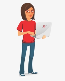 Woman With Laptop Png - Cartoon, Transparent Png, Free Download
