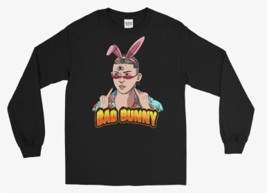 Bad Bunny With Bunny Ears Long Sleeve - Ayylien Merch, HD Png Download, Free Download