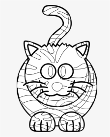 White Tiger - Cartoon Cat Face Clipart Black And White, HD Png Download, Free Download