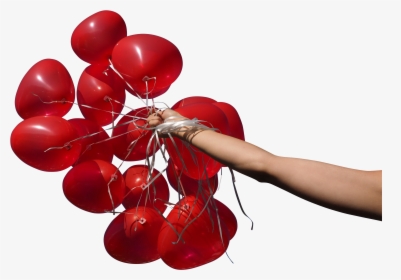Red Heart Balloons In Hand Png Image - Hand With Balloons Png, Transparent Png, Free Download