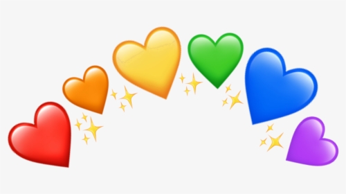 #crown #heartcrown #pride #rainbow #rainbowheart #glitter - Rainbow Heart Emoji Transparent, HD Png Download, Free Download
