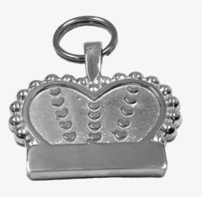 Medium Crown & Heart Tag Sterling Silver - Keychain, HD Png Download, Free Download