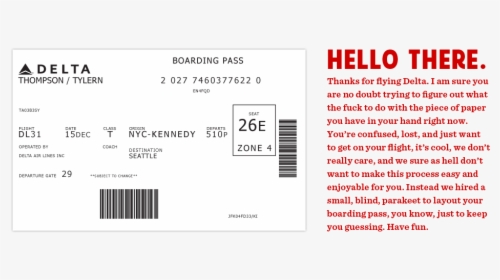 Transparent Delta Airlines Png - Delta Paper Boarding Pass, Png Download, Free Download