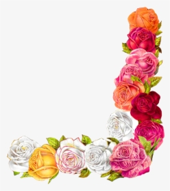 Rose Shabby Chic Flower Border Corner Design Digital - Corner Flower Border Design, HD Png Download, Free Download