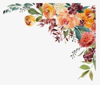 Autumn Garden Watercolor Roses Design Floral Painting - Transparent Background Floral Wreath Watercolor, HD Png Download, Free Download