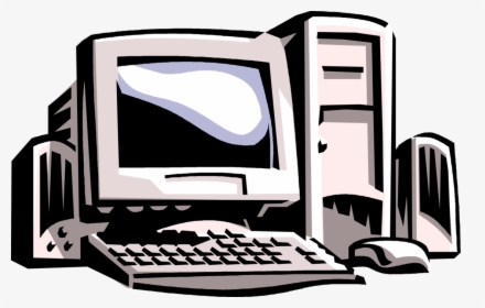 Vector Illustration Of Personal Desktop Computer System - Cartoon Transparent Background Computer, HD Png Download, Free Download