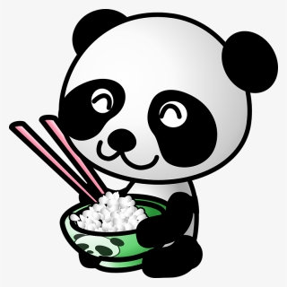 Chopsticks Clipart Free - Cartoon Panda Eating Rice, HD Png Download, Free Download