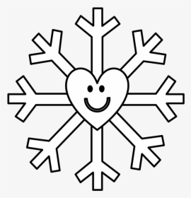 Snowflake, Smiley Face, Heart, Black And White - Снежинка Контур, HD Png Download, Free Download