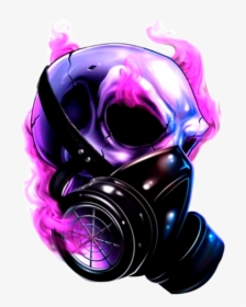 #skull #pink #purple #neon #smoke #gasmask #dark - Gas Mask On Skull, HD Png Download, Free Download