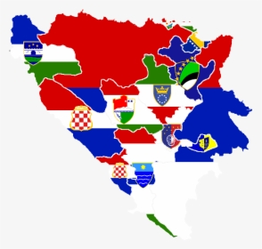 Bih Counties Flags - Bih Flag Map, HD Png Download, Free Download