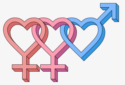 Female Bisexual Hearts 3d Symbol - Female Bisexual Symbol, HD Png Download, Free Download