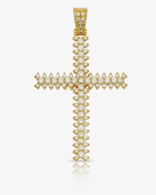 10k Yellow Gold Diamond Cross Pendant - Cross, HD Png Download, Free Download