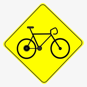Bike Crossing Caution Road Sign - Bike Clip Art, HD Png Download, Free Download