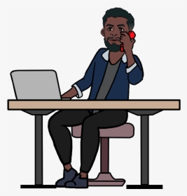 Man Sitting At Desk, HD Png Download, Free Download