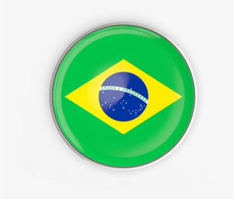 Round Button With Metal Frame - Flag Of Brazil, HD Png Download, Free Download