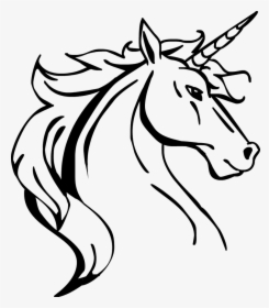Unicorn Head Lineart Black And White - Unicorn Head Line Drawing, HD Png Download, Free Download