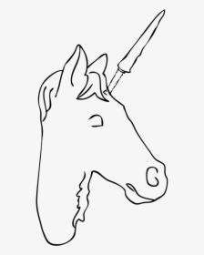 Inserting Horn Into The Head, Side View - Line Art, HD Png Download, Free Download