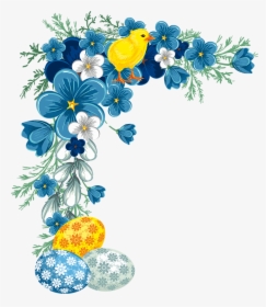 Easter Corner Border Frames - Blue Flower Border Png, Transparent Png, Free Download