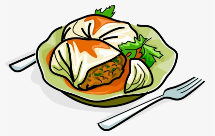 Vector Illustration Of Russian Cuisine Stuffed Cabbage - Clip Art Cabbage Rolls, HD Png Download, Free Download