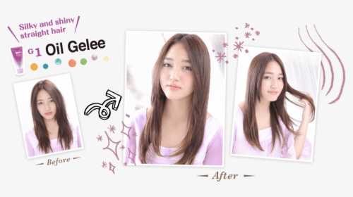 Silky And Shiny Straight Hair G1 Oil Gelee - Girl, HD Png Download, Free Download