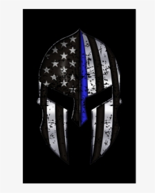 Thin Blue Line Flag Poster"  Class= - Thin Blue Line Spartan Mask, HD Png Download, Free Download