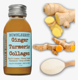 Ginger Turmeric Collagen Bottle With Ingredients - Greater Galangal, HD Png Download, Free Download
