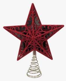 Red Star Png Background - Tree Topper Red, Transparent Png, Free Download