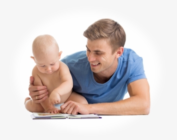 Dad With Baby Reading Png - Baby Reading With Dad, Transparent Png, Free Download