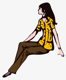 Woman, Girl, Shirt, Sitting, Pants - Woman Sitting Clipart, HD Png Download, Free Download