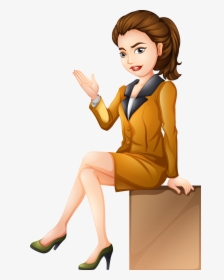 Transparent Secretary Png - Cartoon Woman Sitting Down, Png Download, Free Download
