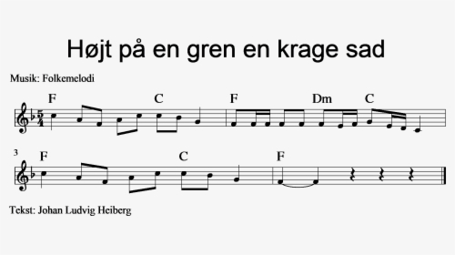 Højt På En Gren En Krage Sad - Sheet Music, HD Png Download, Free Download