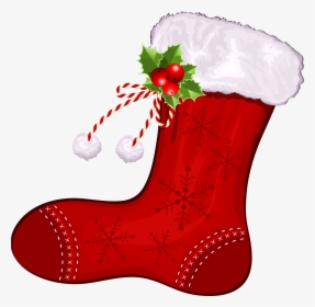 Large Transparent Christmas Red Stocking Png Clipart - Clipart Transparent Christmas Stockings, Png Download, Free Download