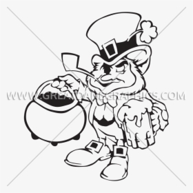 Leprechaun Pot Of Gold - Leprechaun With Pot Of Gold Drawing, HD Png Download, Free Download