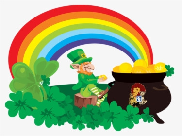 Leprechaun - Leprechaun With Rainbow And Pot Of Gold, HD Png Download, Free Download