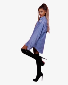 Ariana Grande In Blue Pullover And Black Stockings, HD Png Download, Free Download