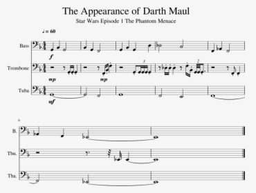 The Appearance Of Darth Maul Sheet Music 1 Of 1 Pages - Star Wars Darth Maul Theme Piano Sheet Music Free, HD Png Download, Free Download