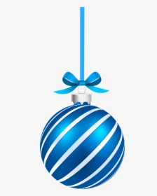 Blue Sriped Christmas Hanging Ball Png Image - Christmas Ball Decorations Png, Transparent Png, Free Download