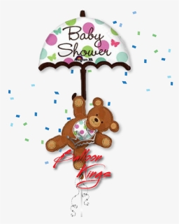 Baby Shower Umbrella Bear - Baby Shower With Umbrella, HD Png Download, Free Download