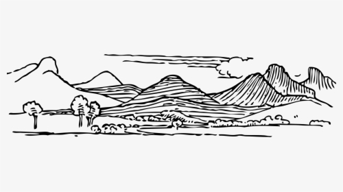 Mountain Range Png Black And White - Clip Art Black In White Mountain, Transparent Png, Free Download