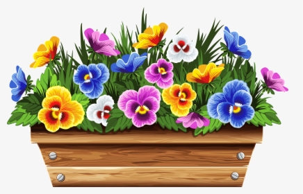 Potted Plants Clipart Planter Box - Window Flower Box Clipart, HD Png Download, Free Download