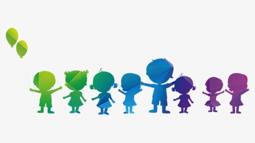 Children Silhouettes Holding Hands Png Download - Children Silhouette Colorful Png, Transparent Png, Free Download